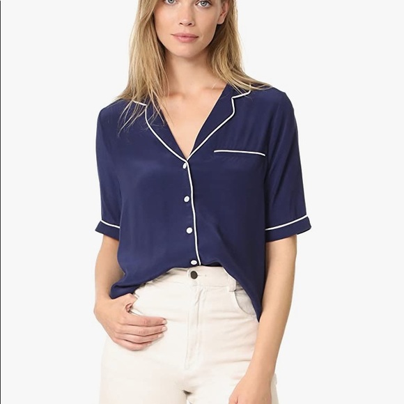 CAPULET LIDA NAVY PAJAMAS STYLE TOP SIZE SMALL - Picture 2 of 9